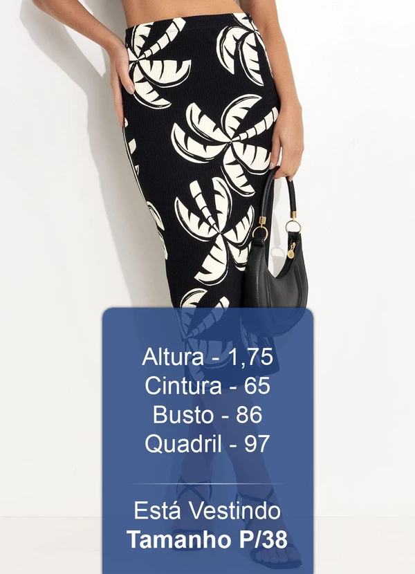 Farm - Saia Midi Coqueirada Preto 5