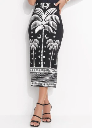 Farm - Saia Midi Coqueiral Preto - FARM