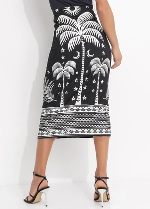 Farm - Saia Midi Coqueiral Preto - FARM