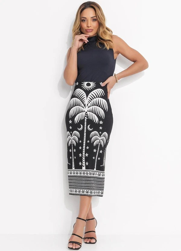 Farm - Saia Midi Coqueiral Preto 3