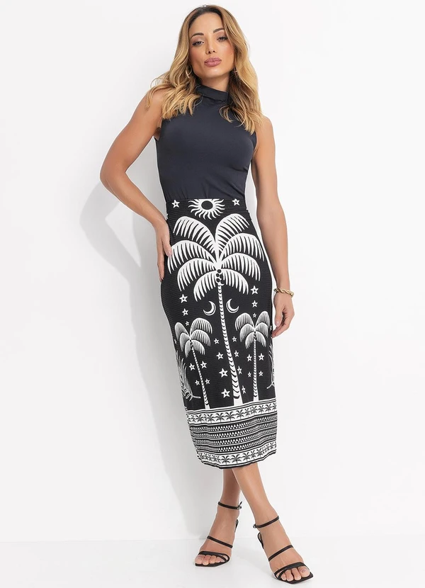 Farm - Saia Midi Coqueiral Preto 6