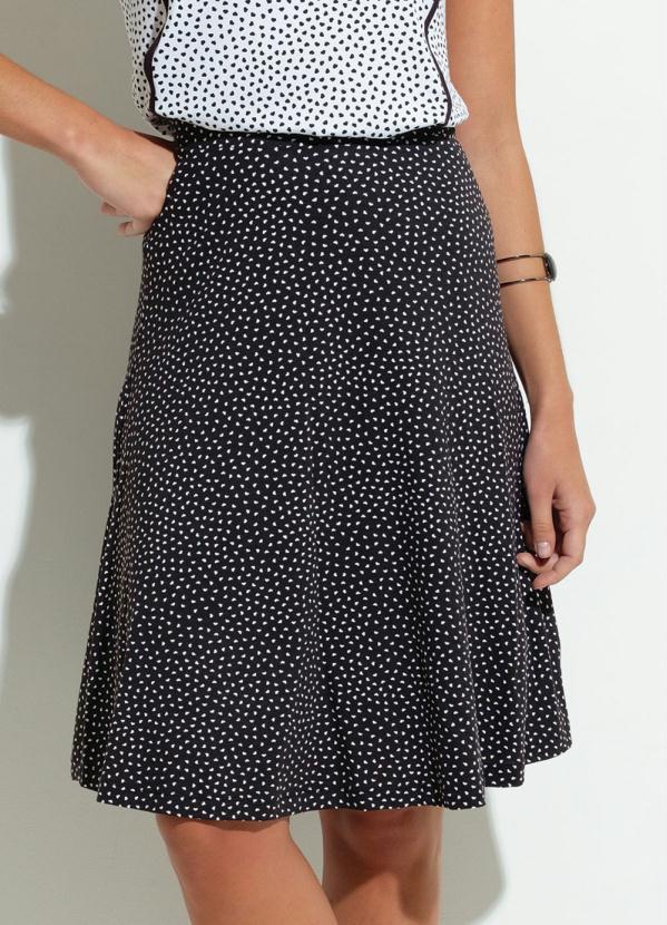 Quintess - Saia Midi Corações Quintess com Cintura Média