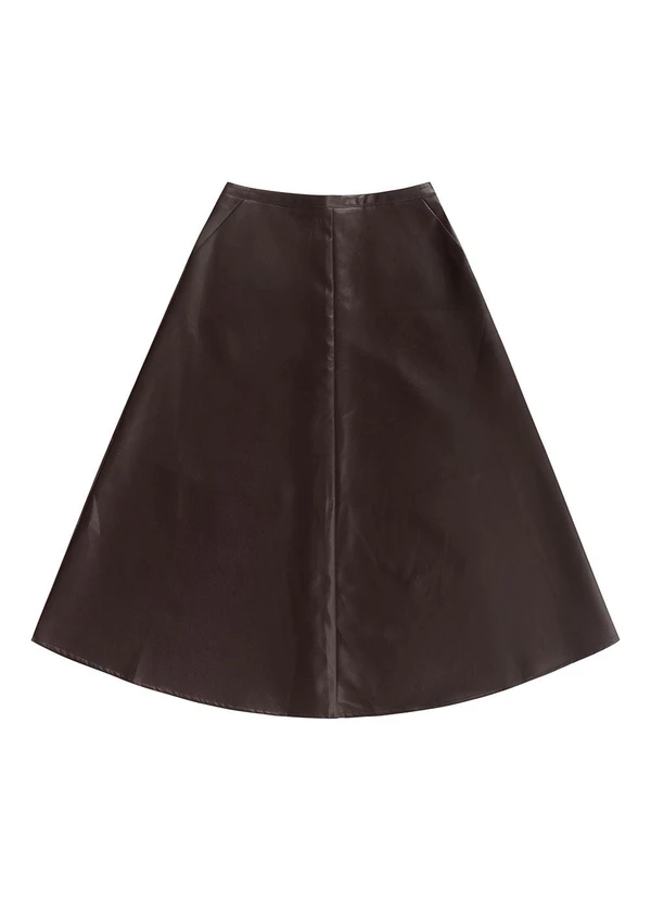 Angel - Saia Midi de Couro Marrom 6