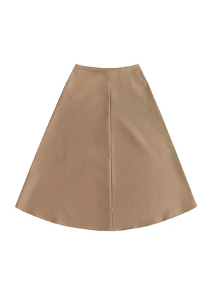 Angel - Saia Midi de Couro Marrom - ANGEL