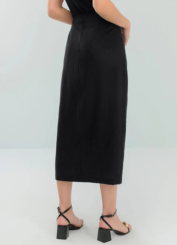 Angel - Saia Midi de Linho Preto 2
