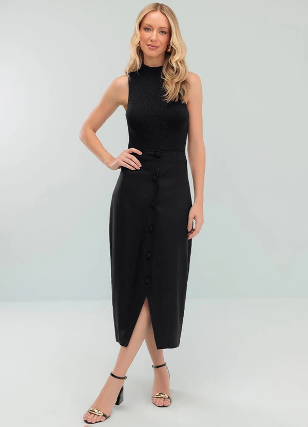 Angel - Saia Midi de Linho Preto 3