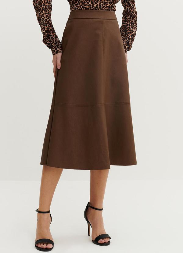 Principessa - Saia Midi de Poliuretano Marrom Janine Marrom