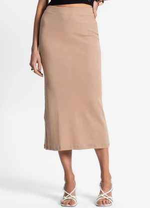 Endless - Saia Midi de Ribana Feminina Marrom - ENDLESS