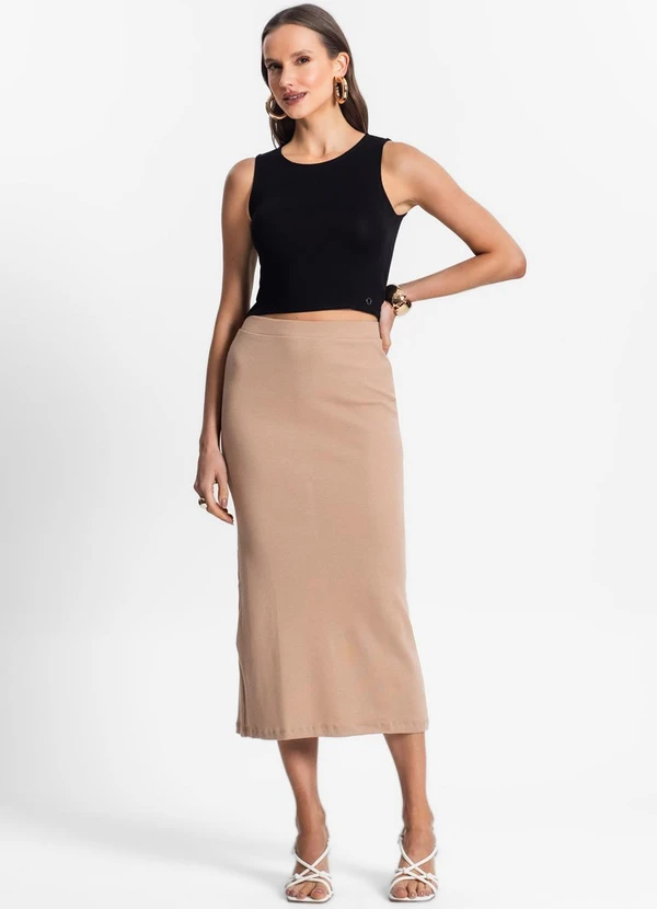 Endless - Saia Midi de Ribana Feminina Marrom 3