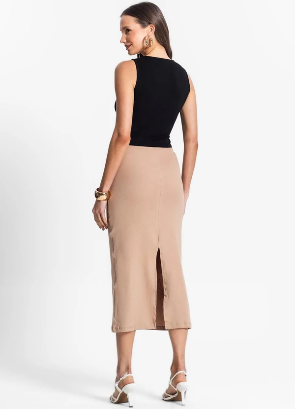 Endless - Saia Midi de Ribana Feminina Marrom 4