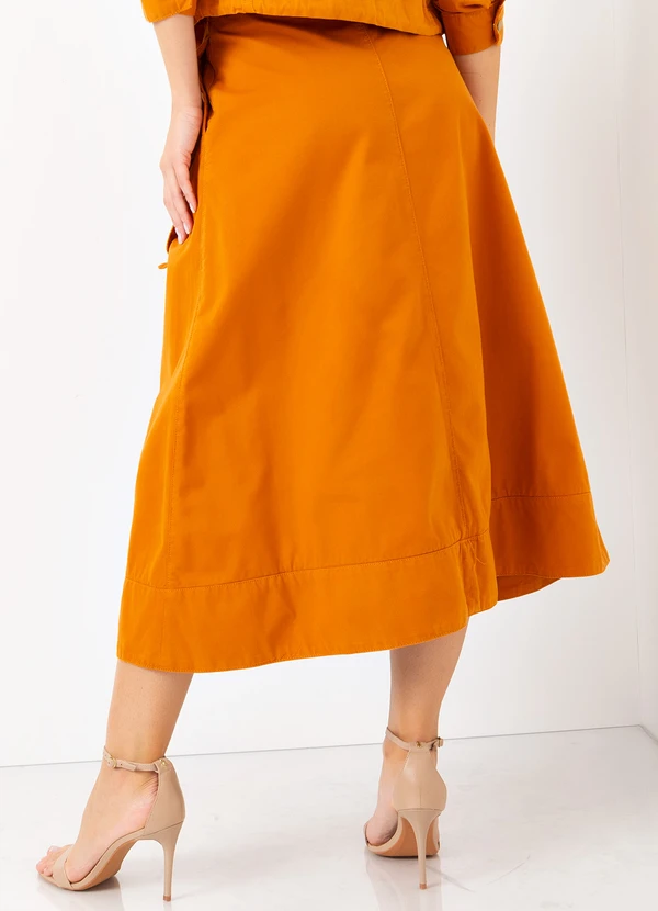 Mob - Saia Midi de Sarja com Amarração Laranja 2
