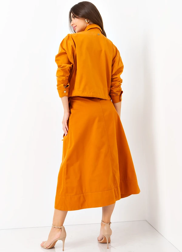 Mob - Saia Midi de Sarja com Amarração Laranja 4