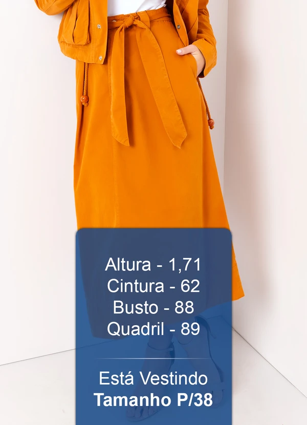 Mob - Saia Midi de Sarja com Amarração Laranja 5