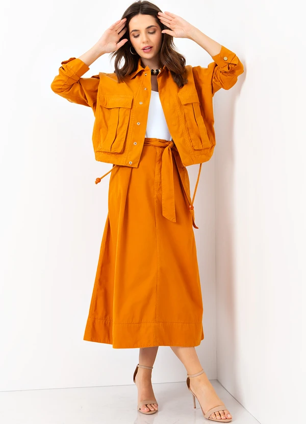 Mob - Saia Midi de Sarja com Amarração Laranja 6