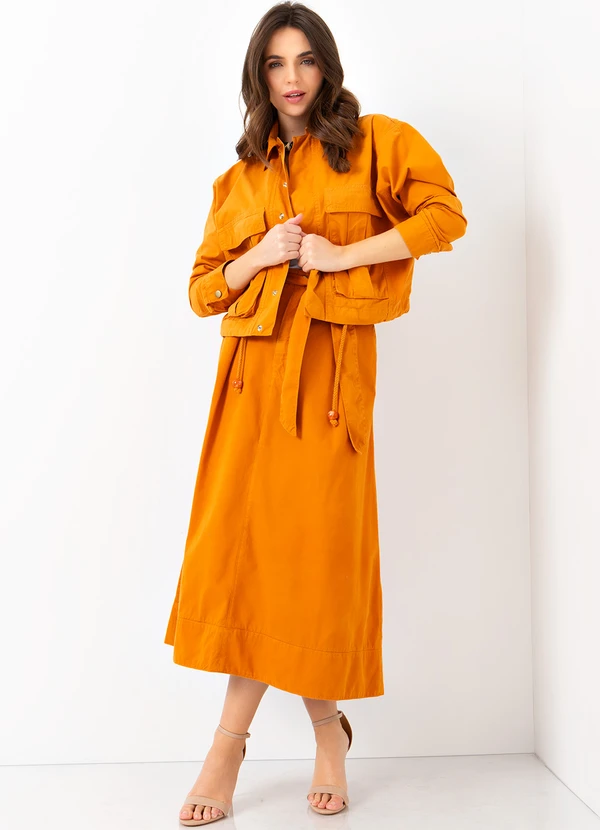 Mob - Saia Midi de Sarja com Amarração Laranja 8