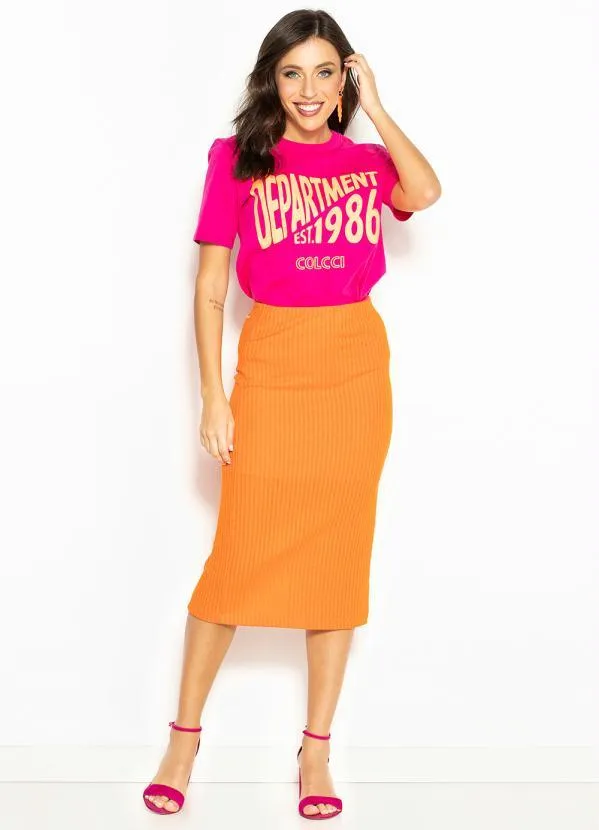 Colcci - Saia Midi de Tricot Laranja 3