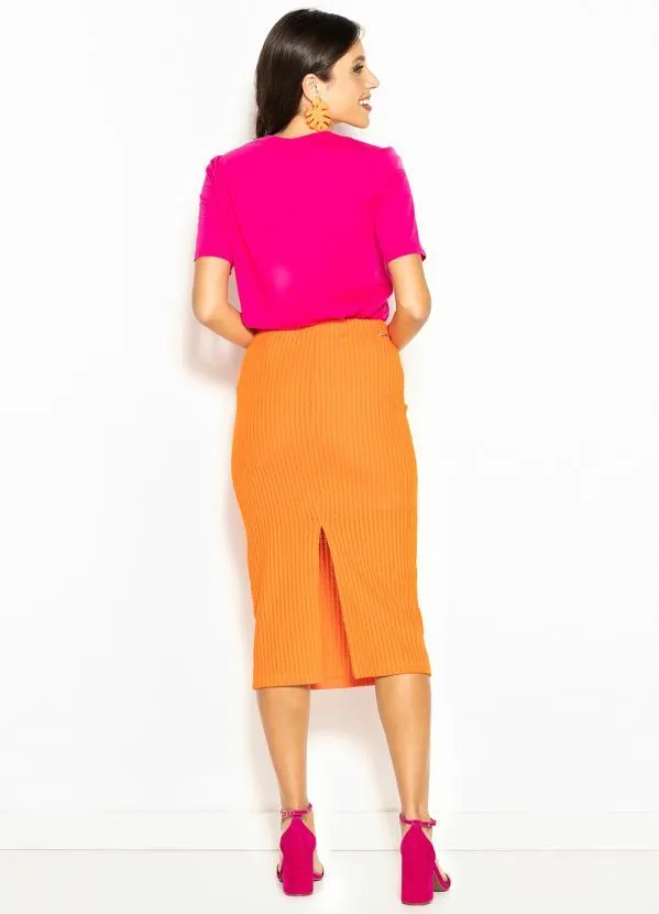 Colcci - Saia Midi de Tricot Laranja 4