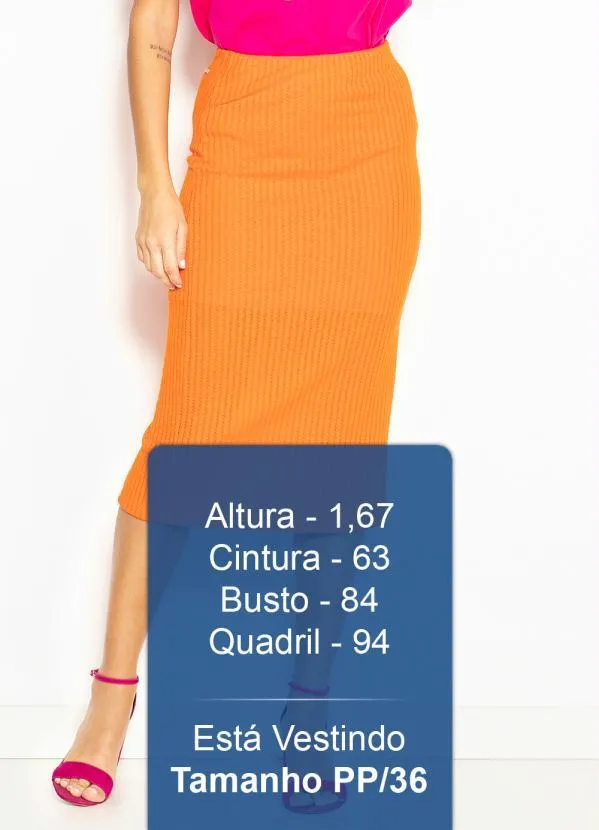 Colcci - Saia Midi de Tricot Laranja 5