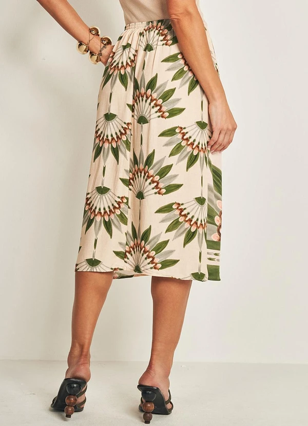 Doce Trama - Saia Midi de Viscose e Sarja  Estampado 2