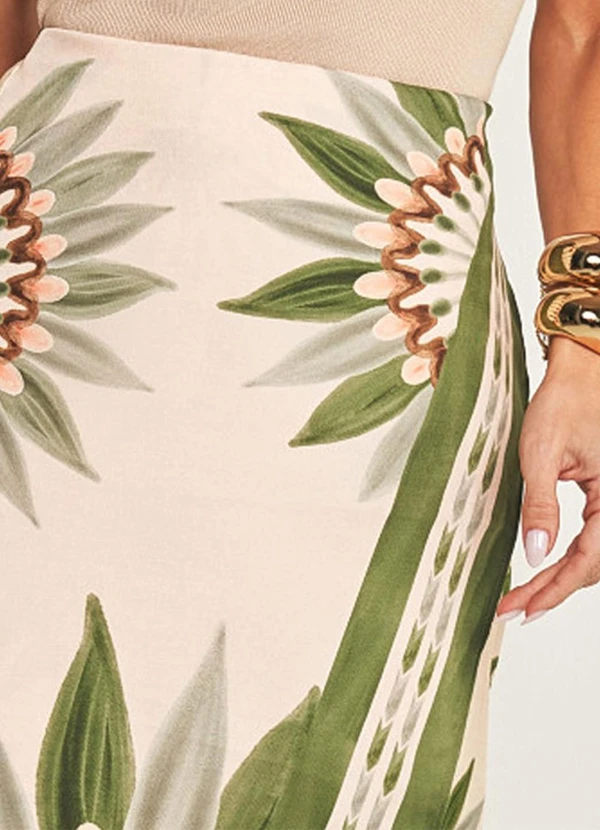 Doce Trama - Saia Midi de Viscose e Sarja  Estampado 4