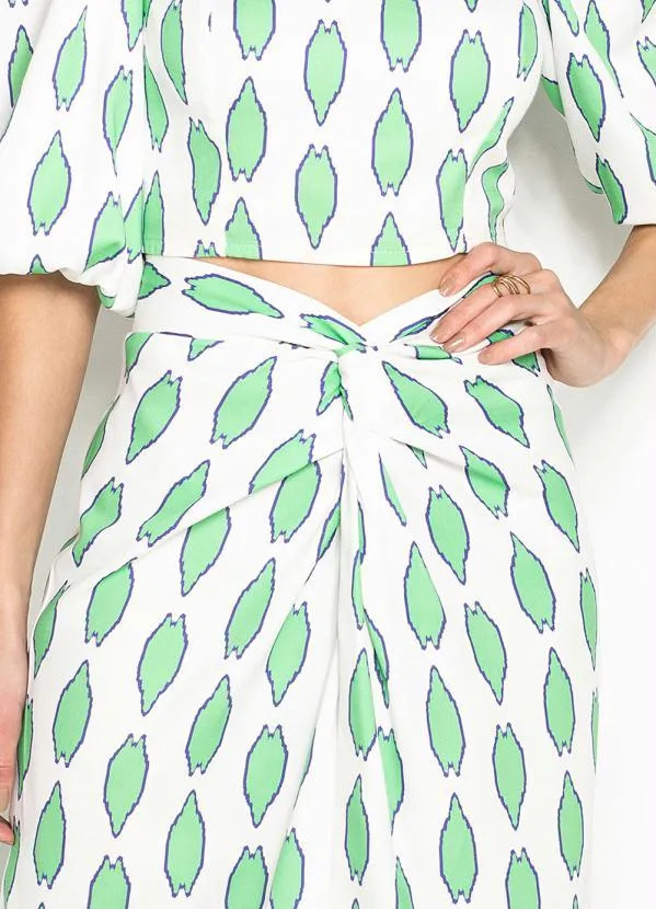 Maria Filó - Saia Midi de Viscose Estampa Tacos Off White 6