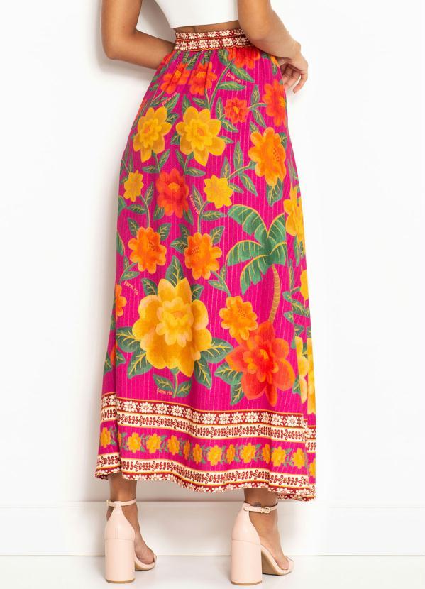 Farm - Saia Midi de Viscose Florenza Rosa 2