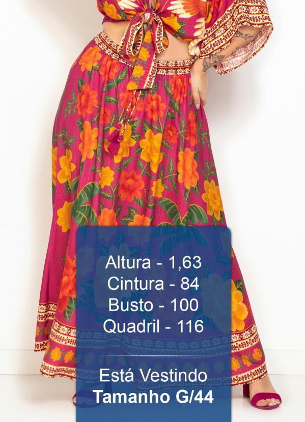 Farm - Saia Midi de Viscose Florenza Rosa 5