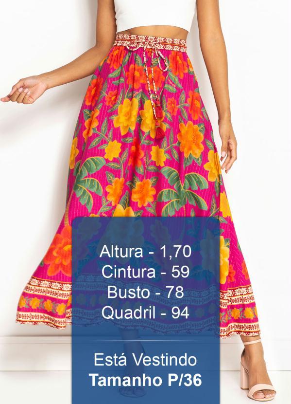 Farm - Saia Midi de Viscose Florenza Rosa 6