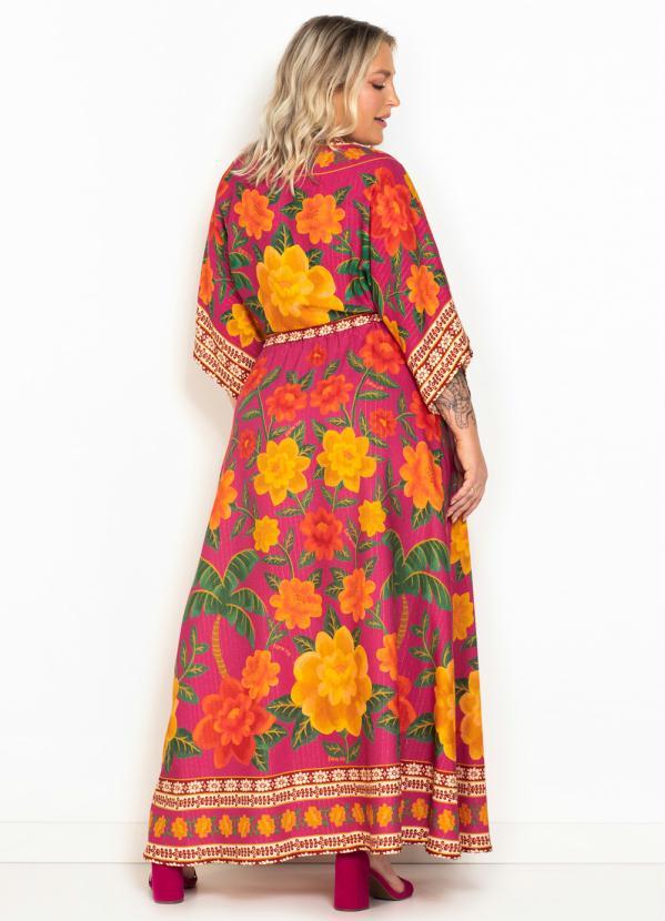 Farm - Saia Midi de Viscose Florenza Rosa 9