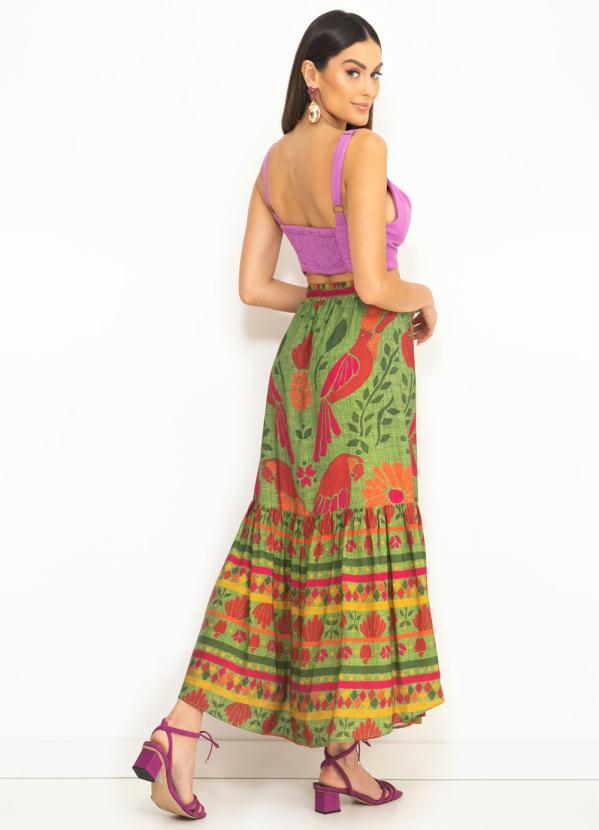 Farm - Saia Midi de Viscose Revoada na Mata Verde 4