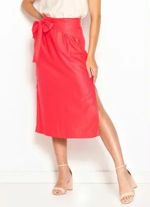 Hering - Saia Midi de Viscose Rosa - HERING