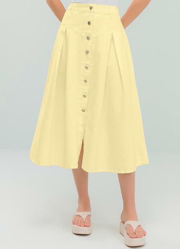 Angel - Saia Midi Denim Amarelo