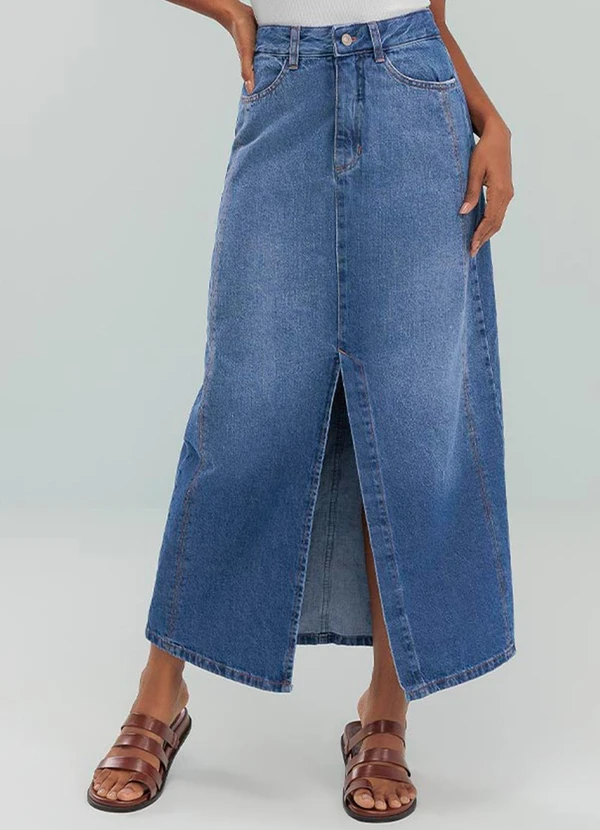 Angel - Saia Midi Denim Azul