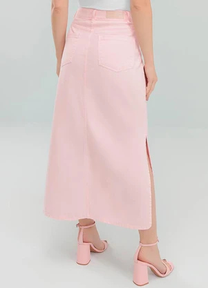 Angel - Saia Midi Denim Rosa - ANGEL