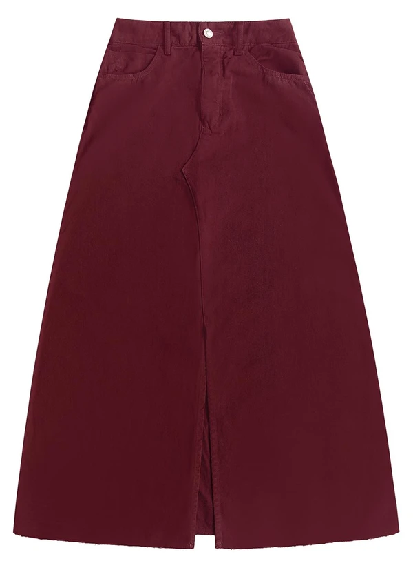 Angel - Saia Midi Denim Vermelho
