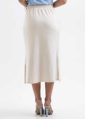 Cativa - Saia Midi em Algodão Off-White - CATIVA