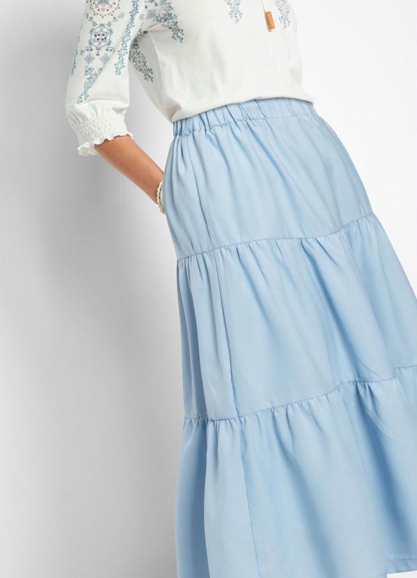 Outlet - Saia Midi em Camadas Azul Claro 3