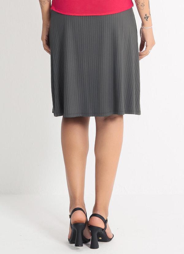 Habana - Saia Midi em Canelado Cinza Escuro 2