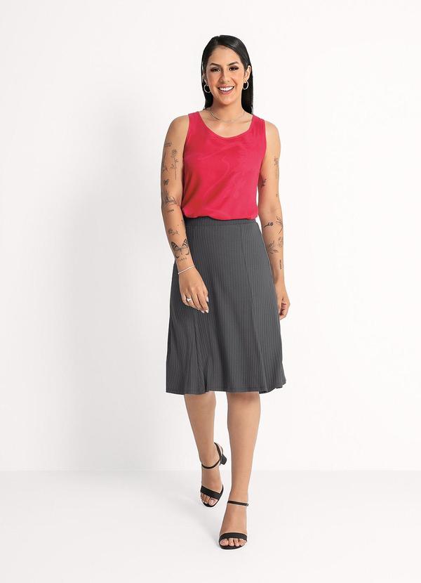 Habana - Saia Midi em Canelado Cinza Escuro 3
