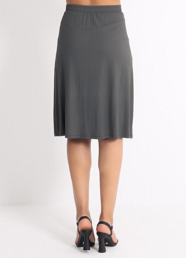Habana - Saia Midi em Canelado Cinza Escuro 4