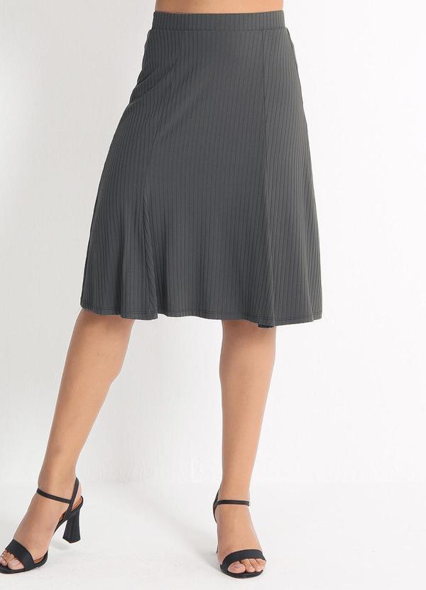 Habana - Saia Midi em Canelado Cinza Escuro 5