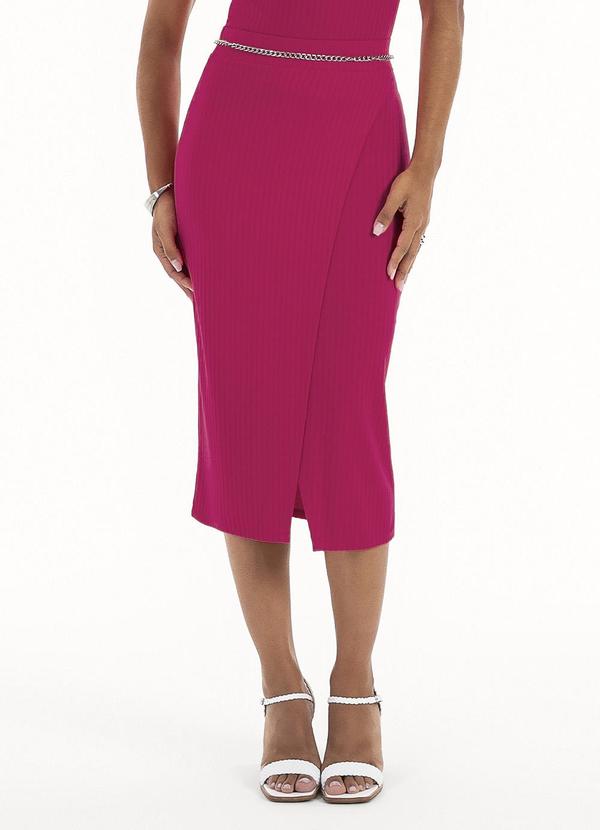 Habana - Saia Midi em Canelado Pink