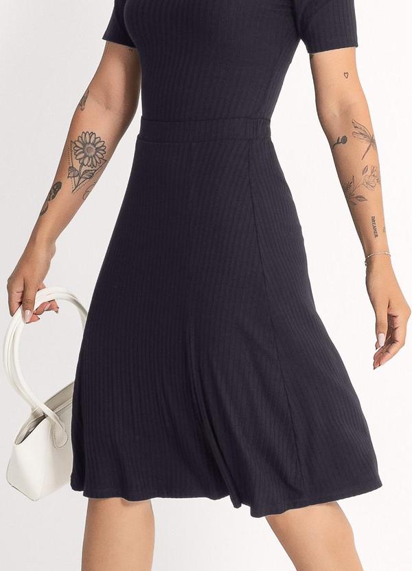 Habana - Saia Midi em Canelado Preto 5