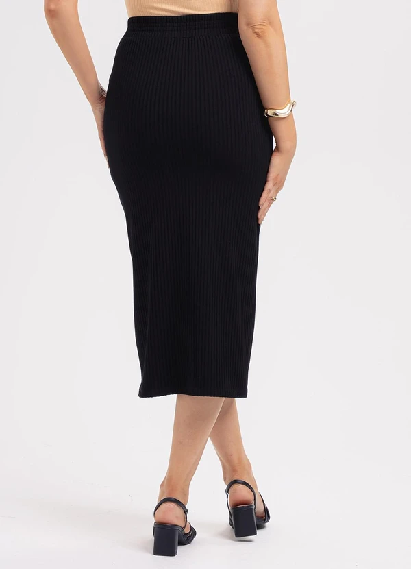 Habana - Saia Midi em Canelado Preto 3