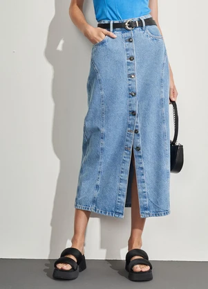Sofie - Saia Midi em Jeans Azul - SOFIE