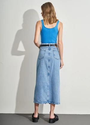 Sofie - Saia Midi em Jeans Azul - SOFIE