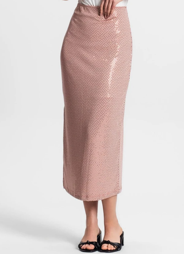 Endless - Saia Midi em Lantejoula Rose Gold