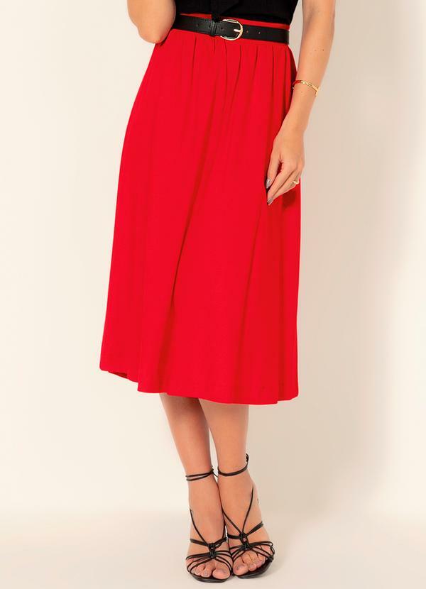 Gris - Saia Midi em Linho Vermelho