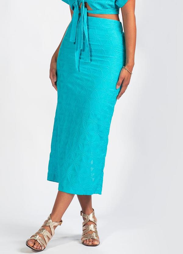 Colcci - Saia Midi em Malha Azul