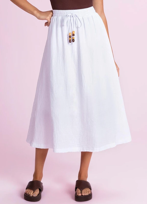 Angel - Saia Midi em Malha Gaze Branco